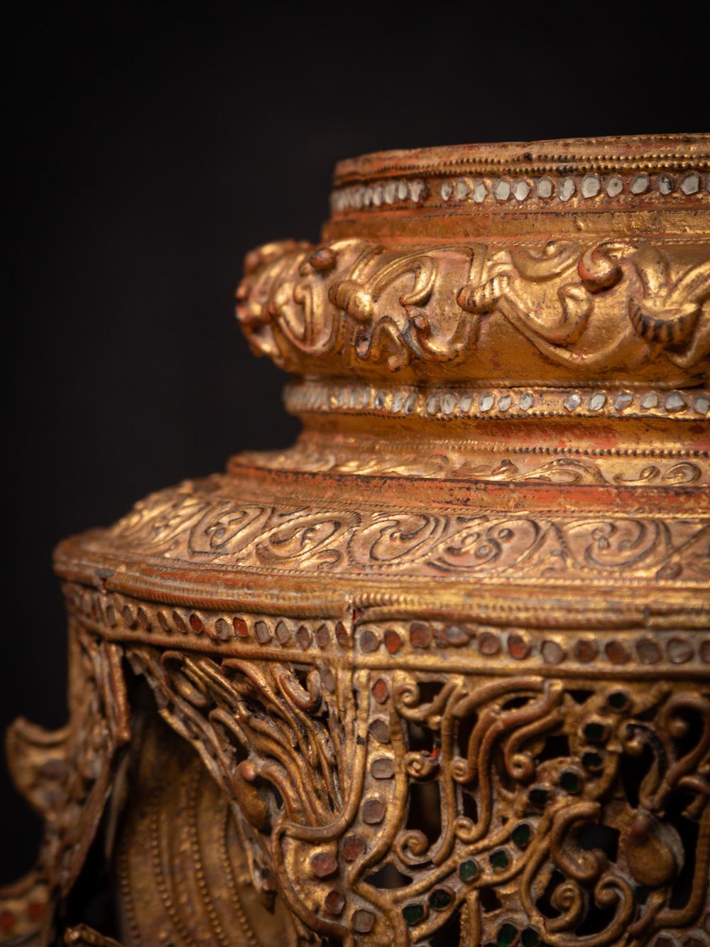 Wood 19th century Antique wooden Burmese Throne - Table from Burma For Sale