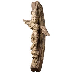 19th century Antique wooden figure from Indian Temple from India