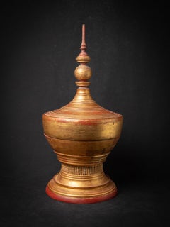 19th century Antique wooden gilded Burmese offering vessel from India