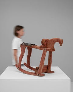 19th Century Antique Wooden Horse Sculpture with Detailed Finish