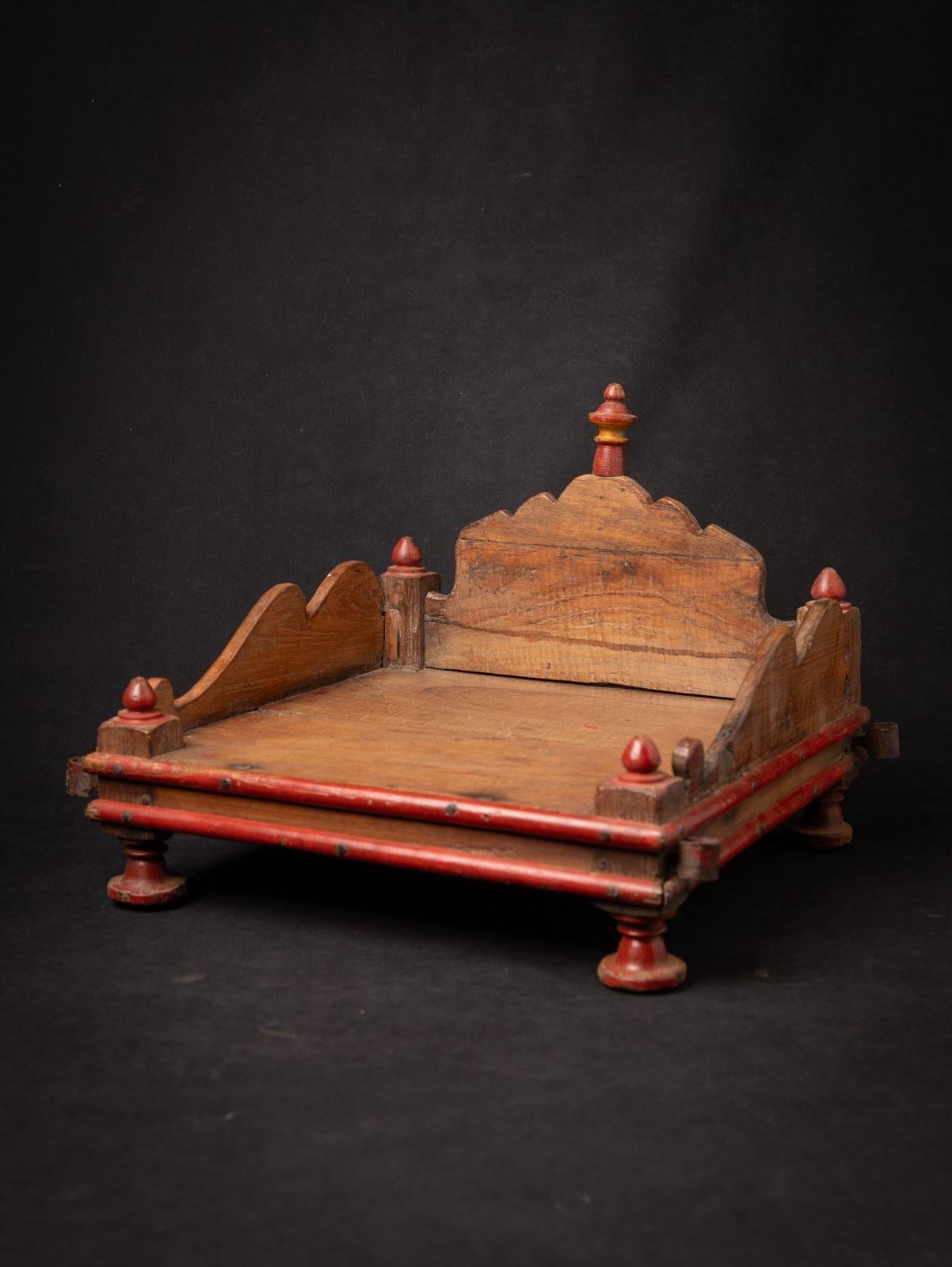 Antique wooden Indian altar

Material : wood
27,6 cm high
37,7 cm wide and 33,2 cm deep
19th century
Weight: 1,85 kgs
Originating from India
Nr: 3830-268