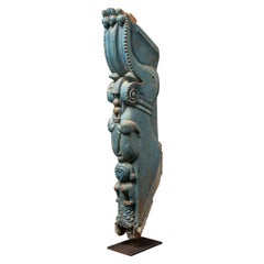 19th century Antique wooden Indian Tempel fragment from India