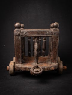 19th century Antique wooden Indian temple chariot from India