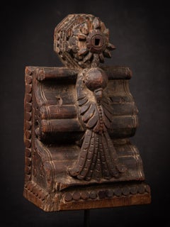19th century Antique wooden Indian temple fragment from India