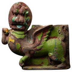 19th century Antique Wooden Indian Temple Lion - Simha / Yali from India