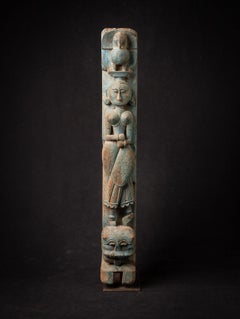 19th century Antique wooden Indian temple panel from India