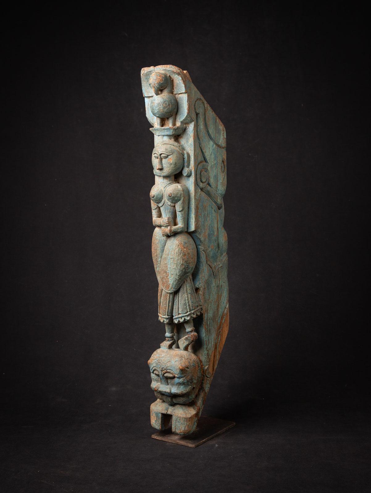 Burmese 19th century Antique wooden Indian temple panel from India For Sale