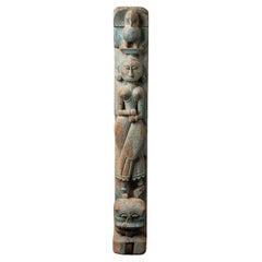 Pannello antico di legno del tempio indiano del XIX secolo, proveniente dall'India