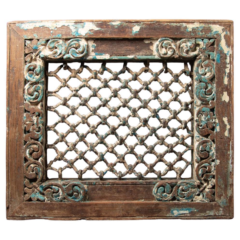 19th Century Antique wooden Indian window panel from India