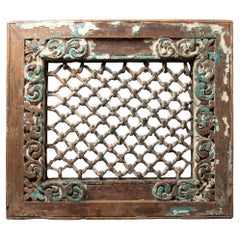 Panneau de fenêtre indien en bois ancien du 19e siècle provenant de l'Inde