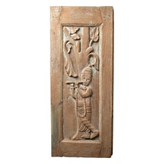 19th century Antique wooden Krishna panel from India