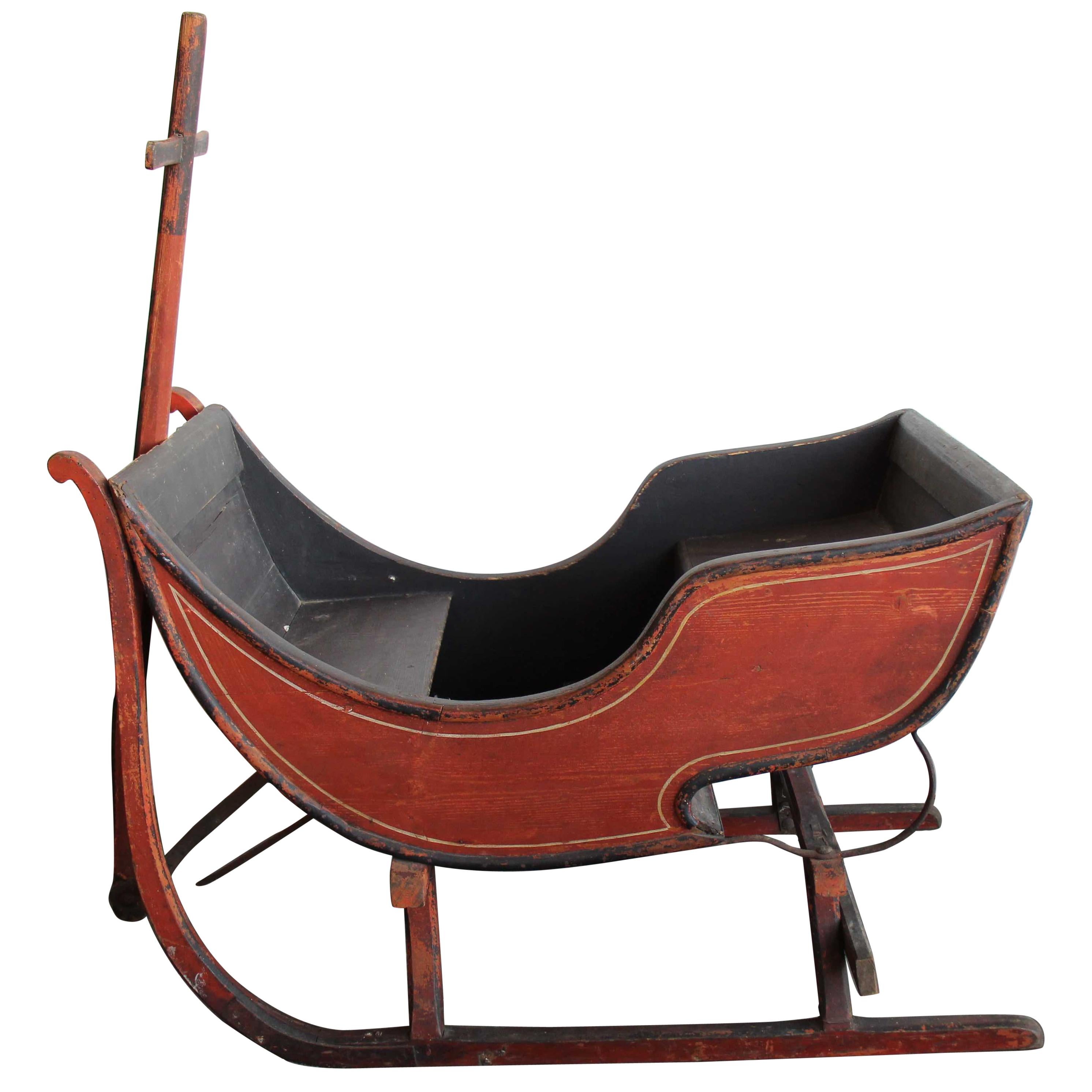 19th Century Antique Wooden Sledge from Germany