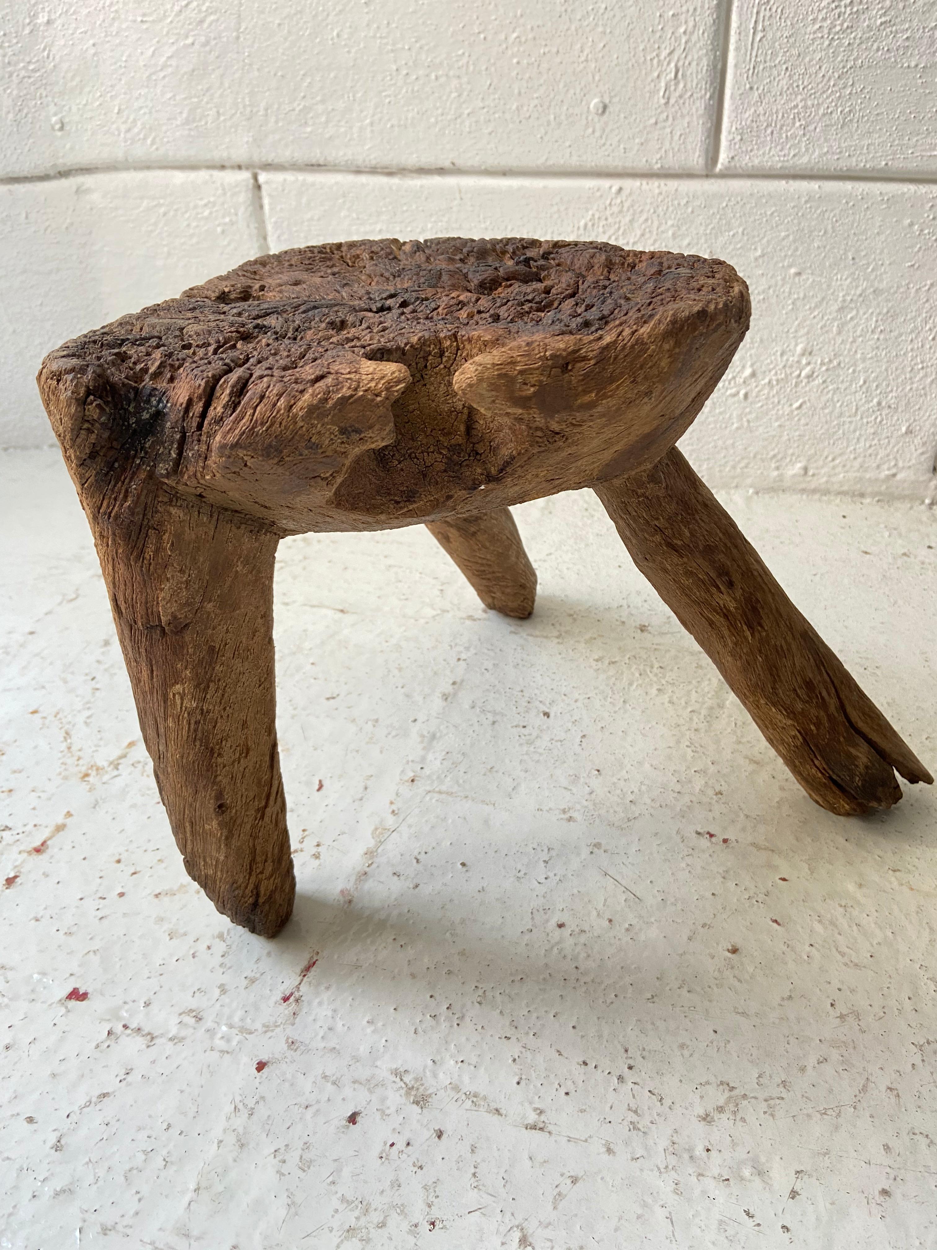 19th Century Antique Wooden Stool from Mexico 3