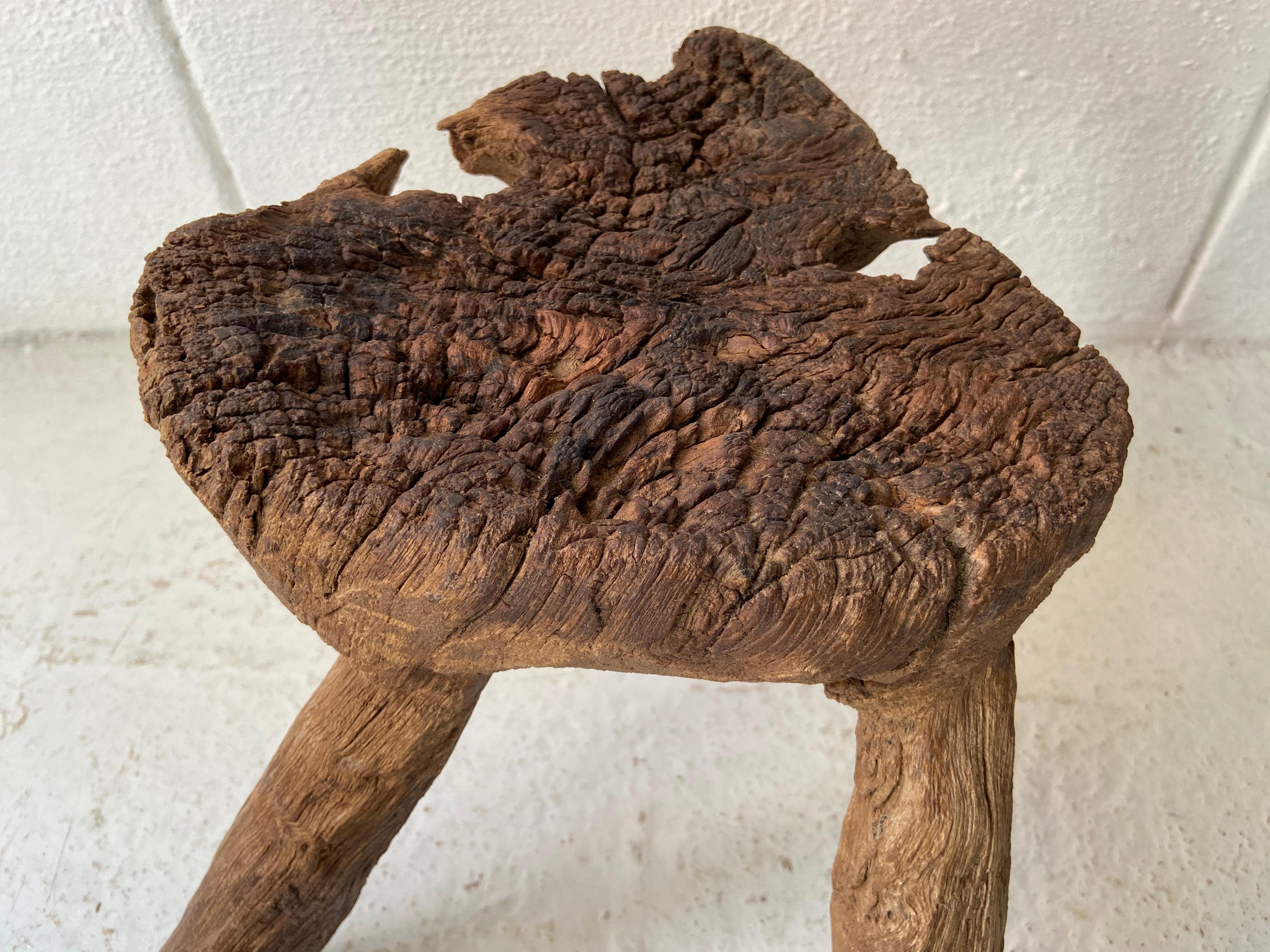 Hardwood 19th Century Antique Wooden Stool from Mexico