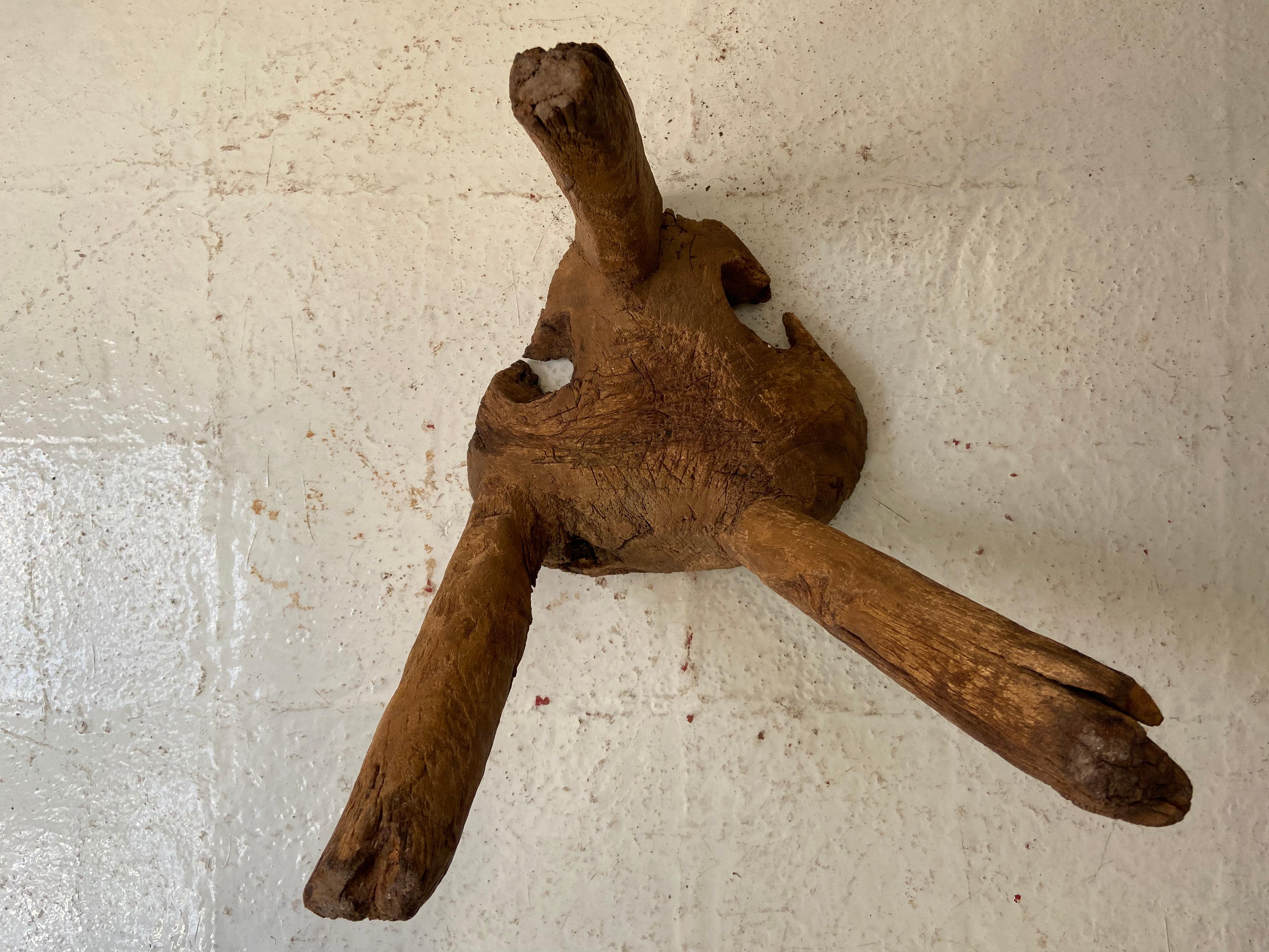 19th Century Antique Wooden Stool from Mexico 2