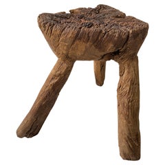 19th Century Antique Wooden Stool from Mexico