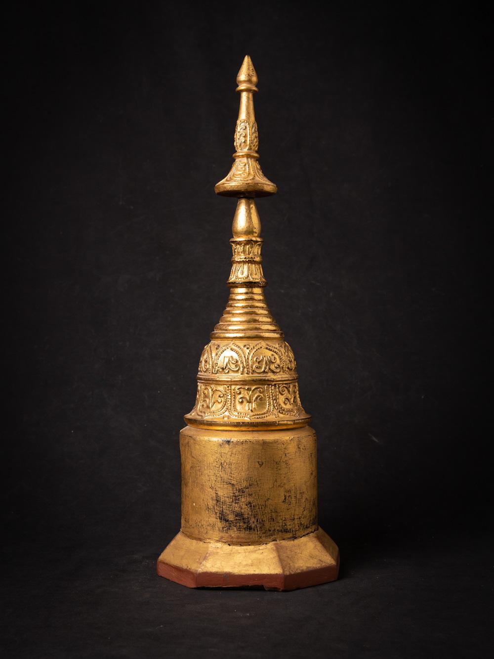 19th century antique wooden stupa with Buddha inside in Bhumisparsha Mudra 12