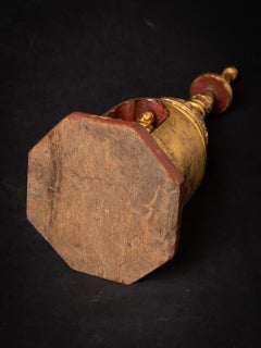 19th century antique wooden stupa with Buddha inside in Bhumisparsha Mudra