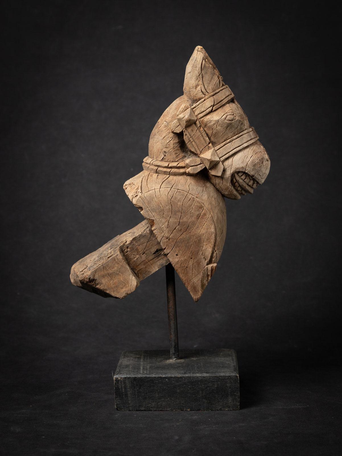 19th Century 19th century Antique wooden temple fragment of a Horse head For Sale