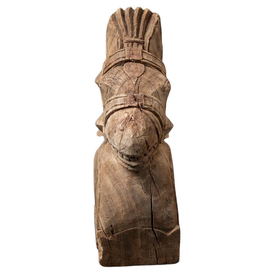 19th century Antique wooden temple fragment of a Horse head