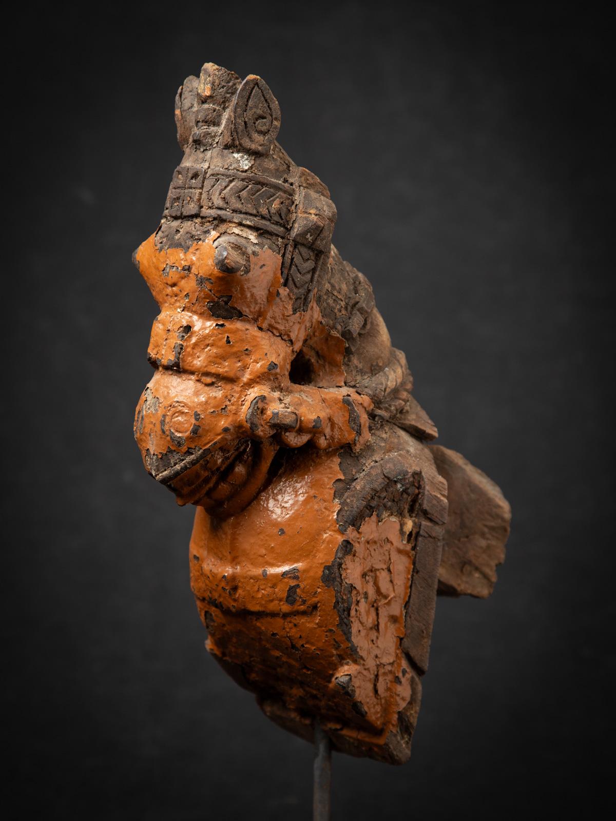 19th Century 19th century Antique wooden temple fragment of a Horse head from India For Sale