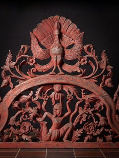 Antike Tempeltafel aus Holz aus Burma aus dem 19. Jahrhundert