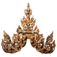 19th century Antique wooden Temple panel from Burma