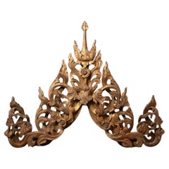 19th century antique wooden temple panel from burma