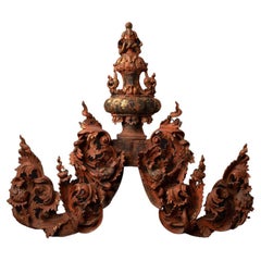 19th century antique wooden Temple panel in Shan (Tai Yai) style from Burma