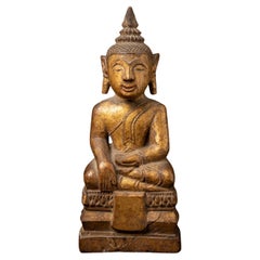 19th century Antique wooden Thai Buddha statue from Thailand