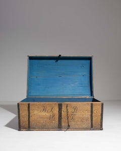 19th Century Antique Wooden Trunk from France - Functional Storage