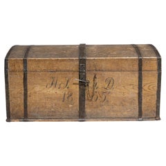 19th Century Antique Wooden Trunk from France - Functional Storage