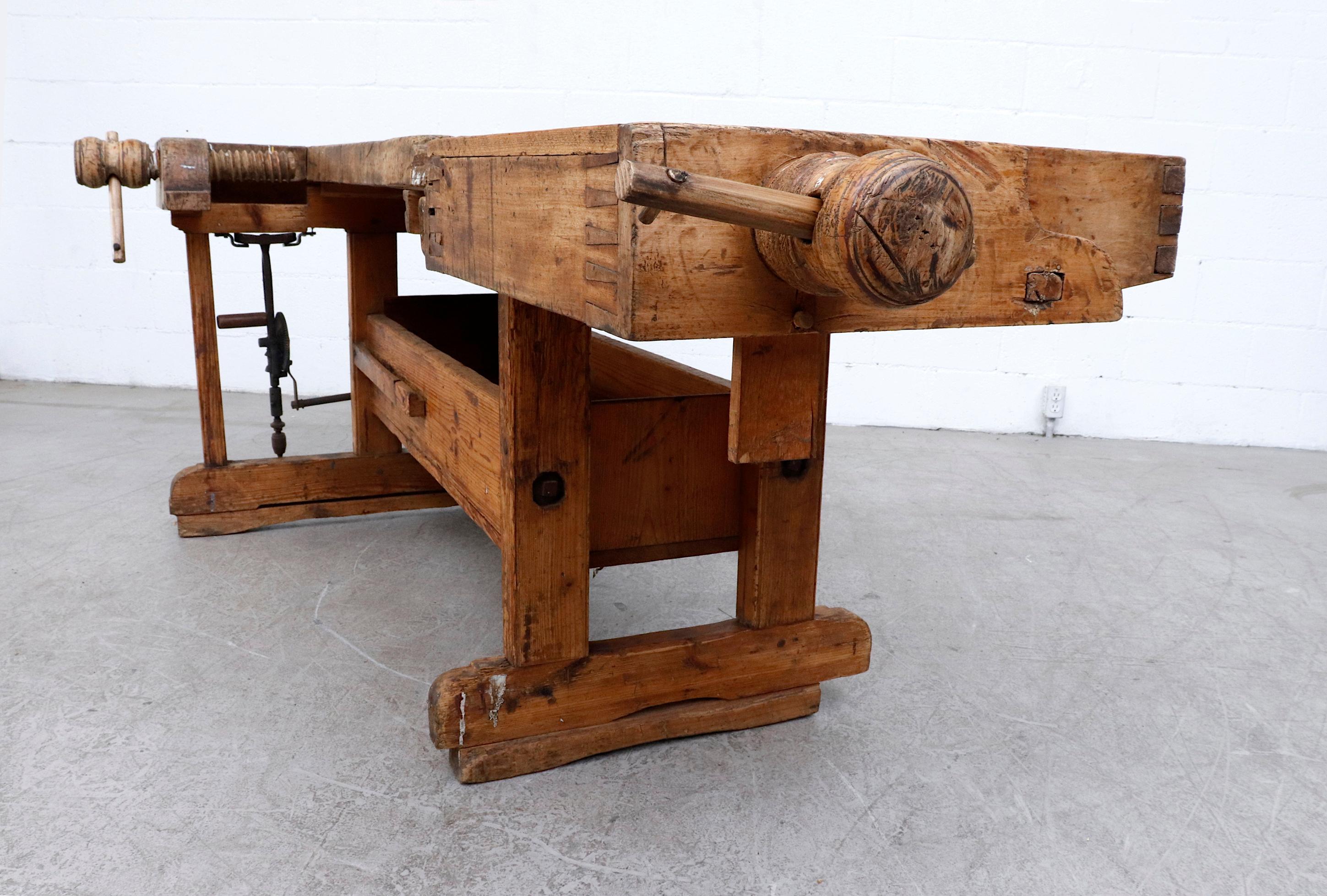 19th Century Antique Woodworker Bench 10