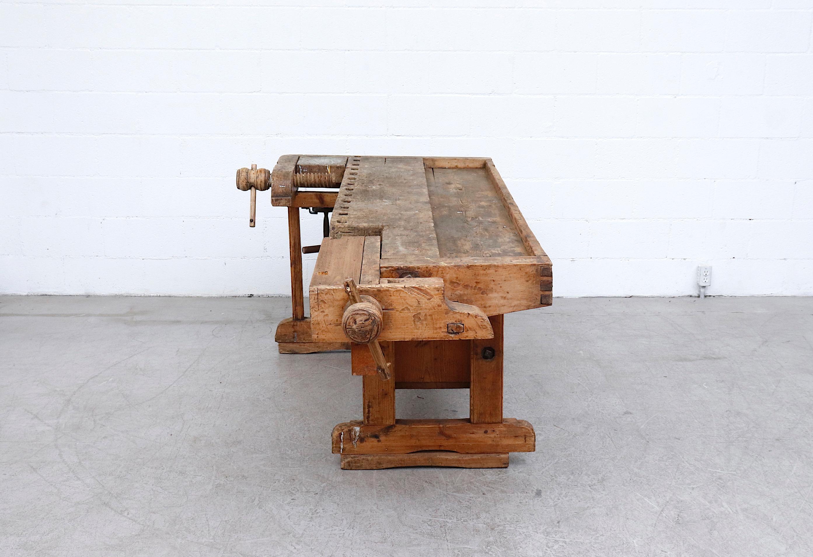 Rustic 19th Century Antique Woodworker Bench