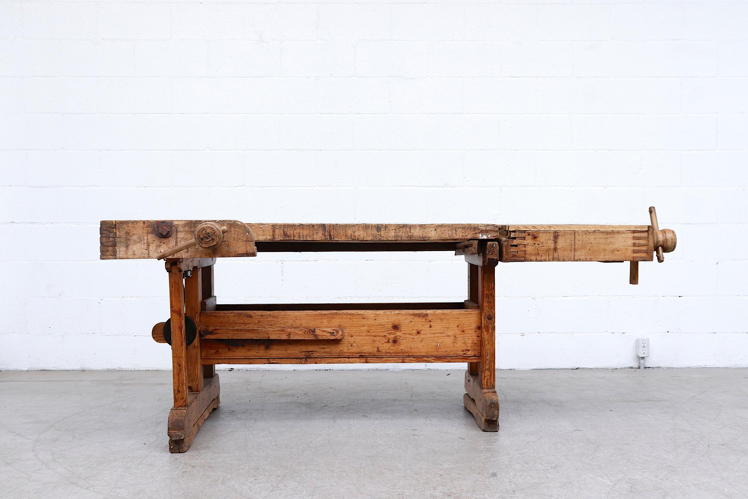 19th Century Antique Woodworker Bench 1