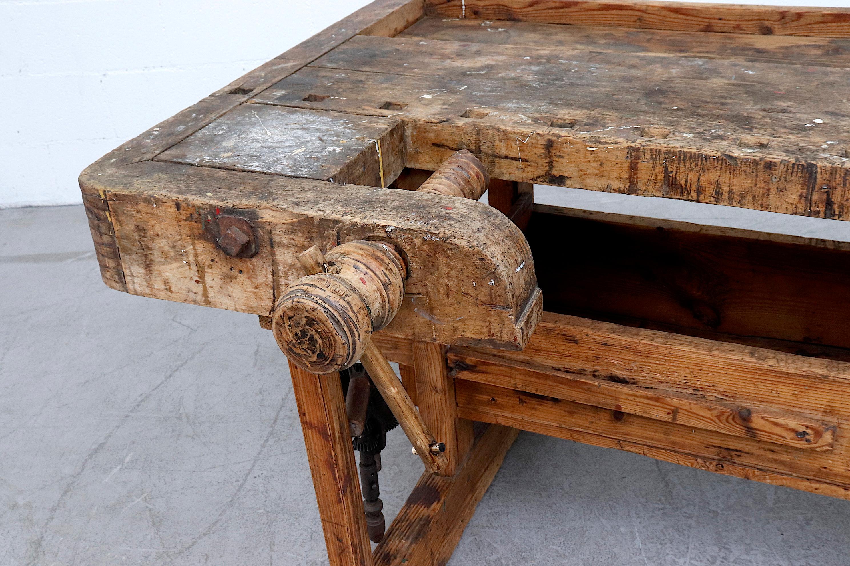 19th Century Antique Woodworker Bench 2