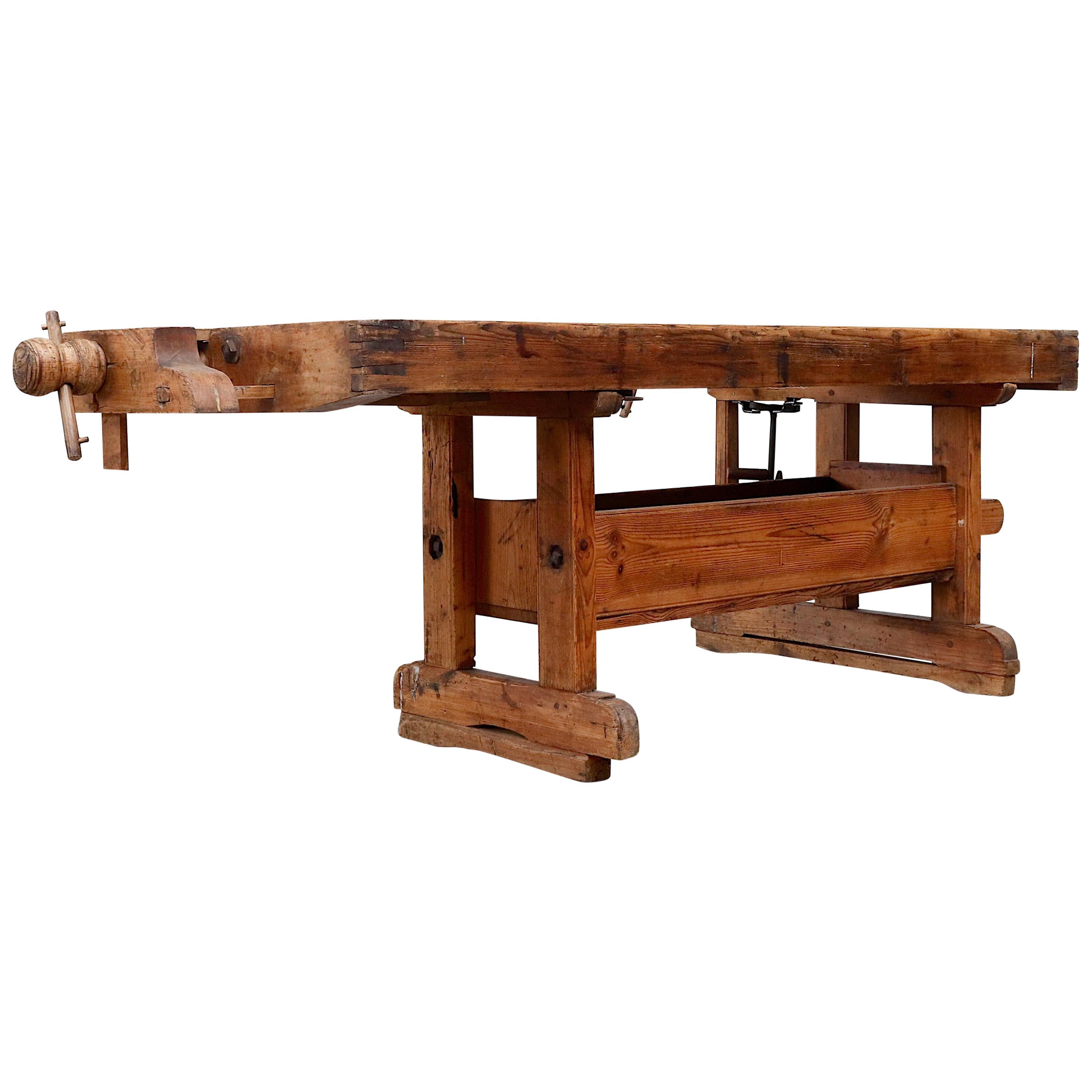 19th Century Antique Woodworker Bench