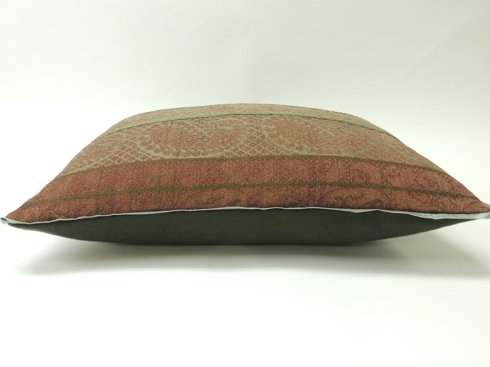 Victorian 19th Century Antique Woven Red Kashmir Paisley Bolster Decorative Pillow