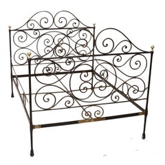 19th Century Antique Wrought Iron Double Bed