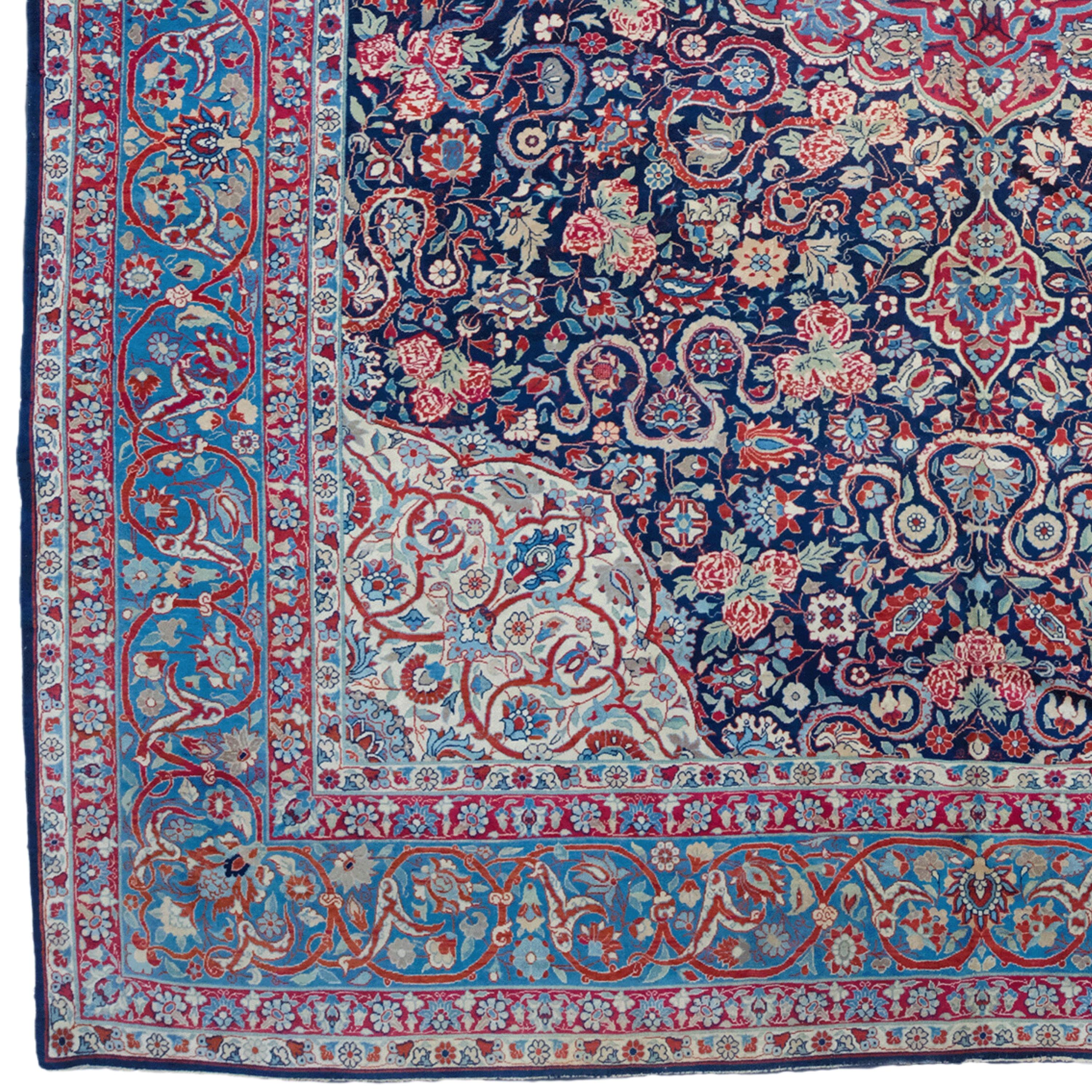 19th Century Antique Yazd Rug - Antique Wool Area Rug

This 19th-century antique Yazd carpet is a type of Persian carpet and is particularly famous for its durability and fine workmanship.

Central Area: Features intricate patterns and motifs on a