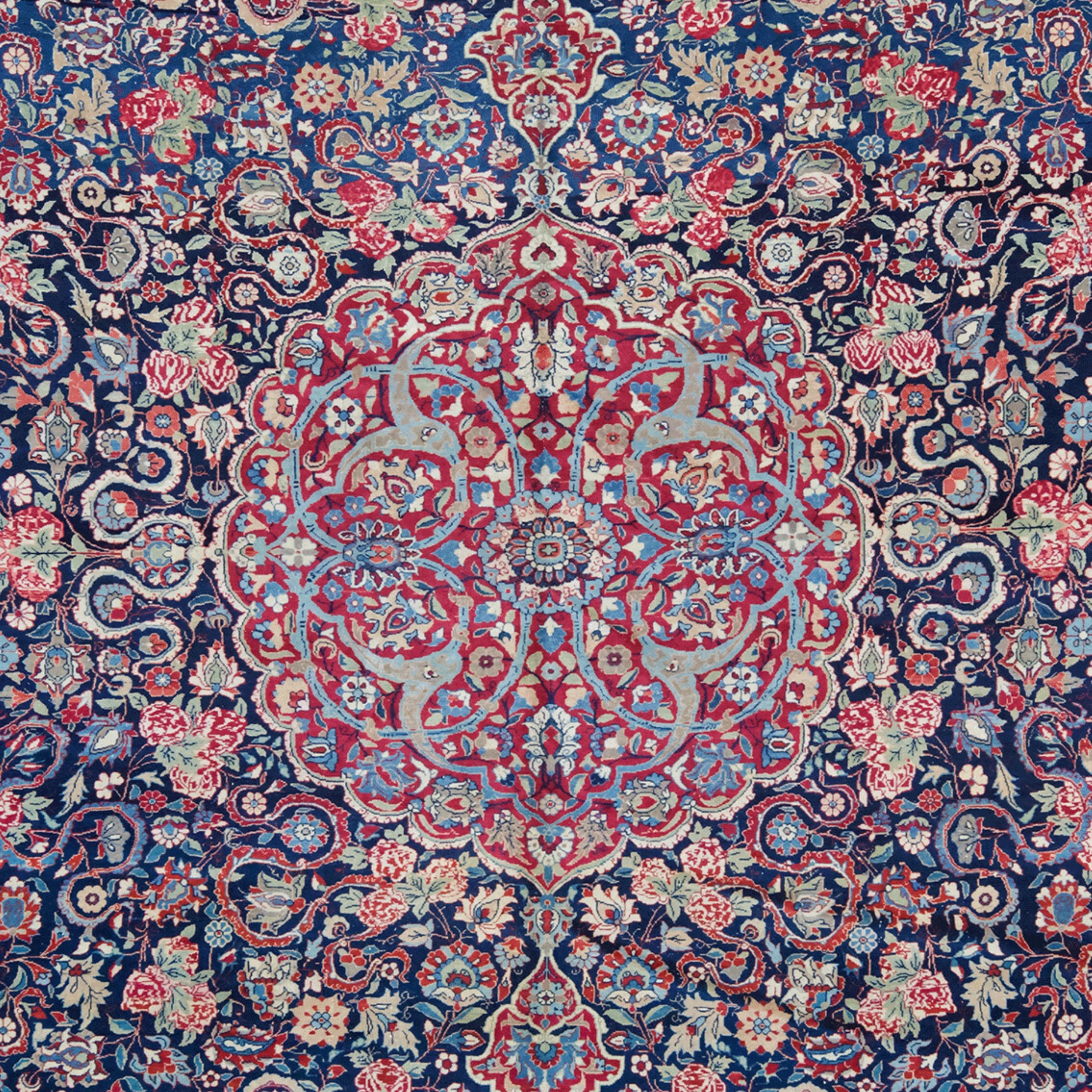Persian 19th Century Antique Yazd Rug - Antique Wool Area Rug For Sale