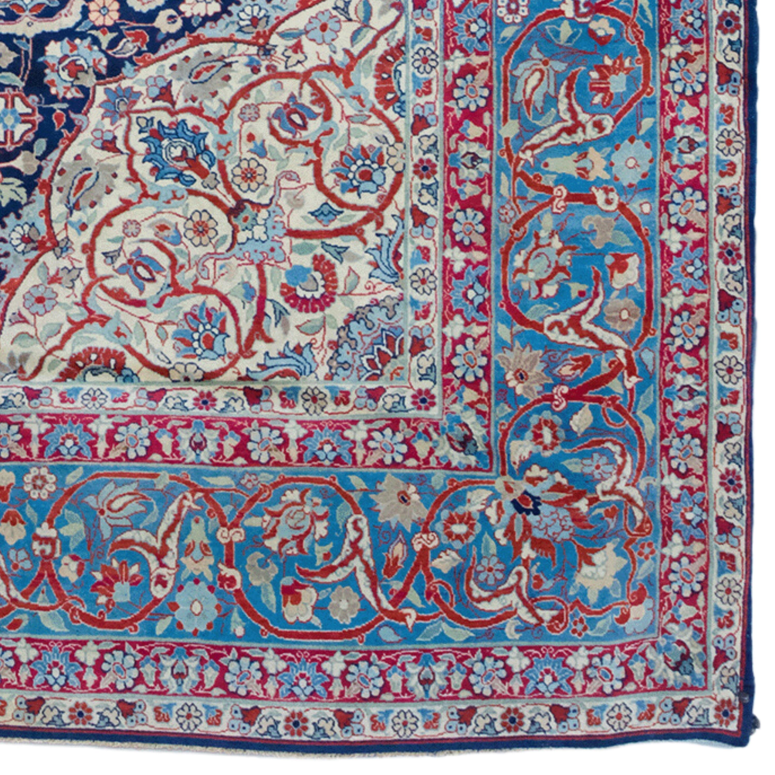 19th Century Antique Yazd Rug - Antique Wool Area Rug For Sale 1