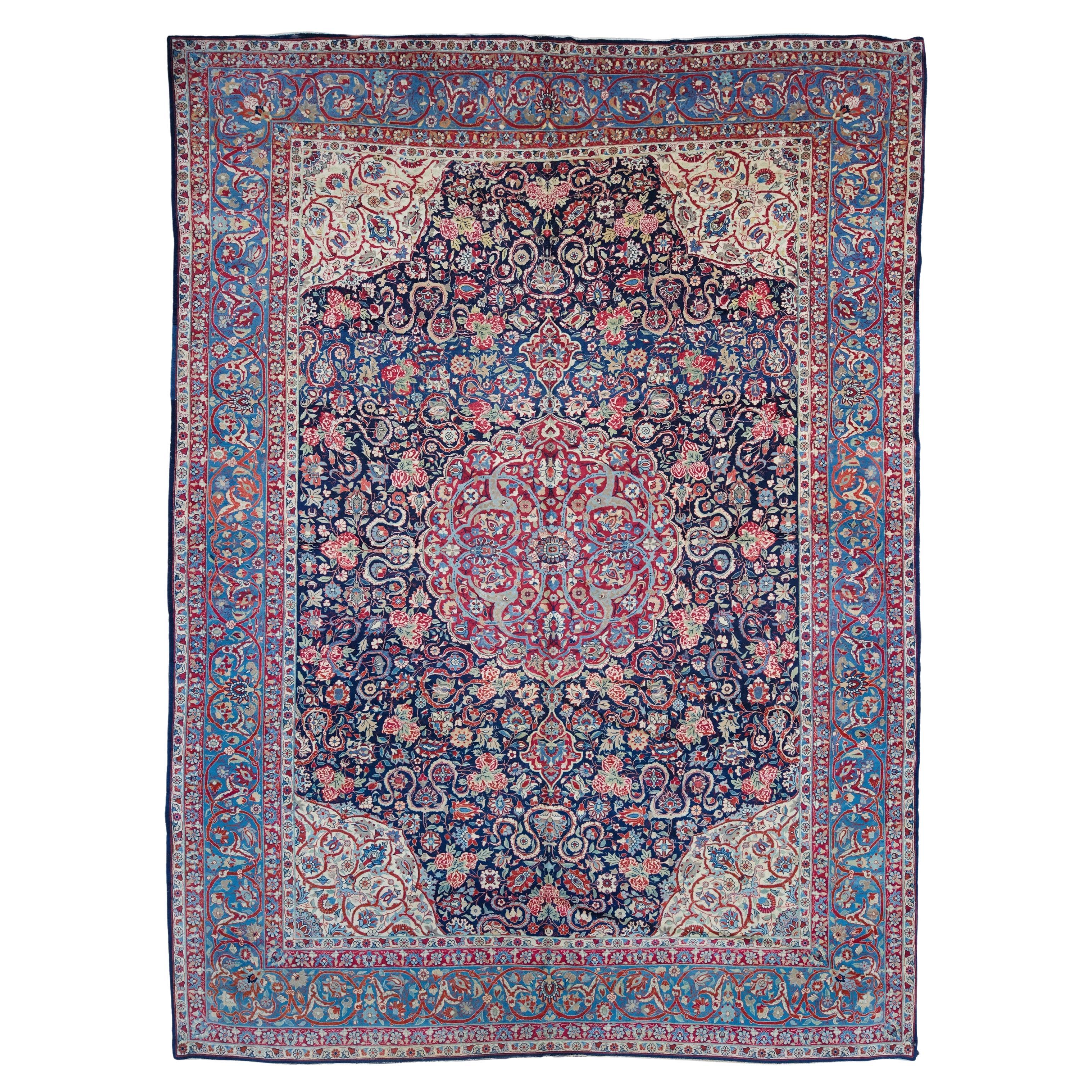 19th Century Antique Yazd Rug - Antique Wool Area Rug For Sale