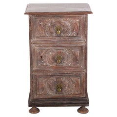 19th Century Antiqued White Carved Bedside Cabinet from Villa la Pausa