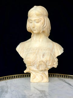 19th Century Antonio Frill Carved Alabaster Bust