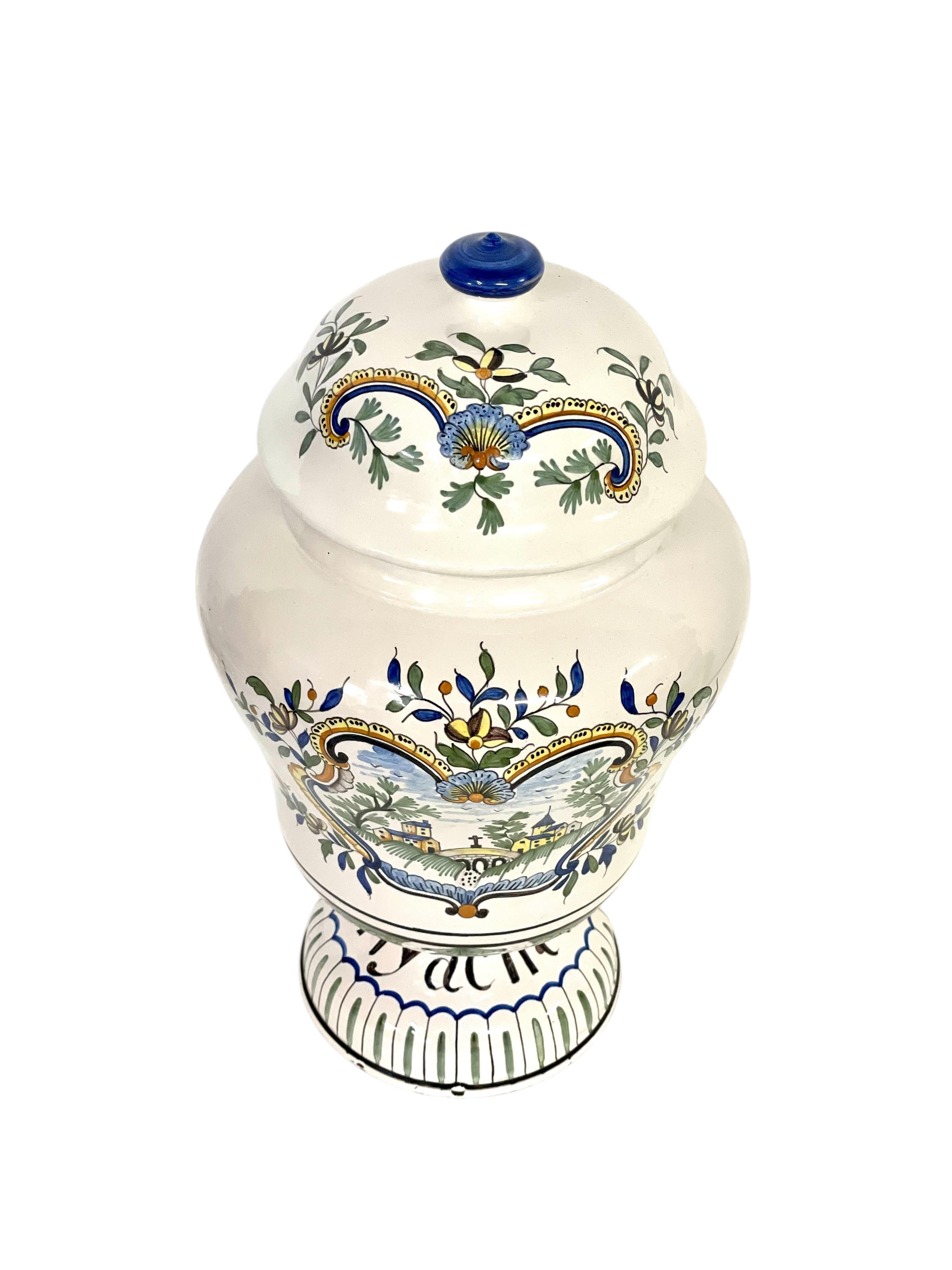 Raro vaso da farmacia in ceramica del XIX secolo con coperchio in vendita 9