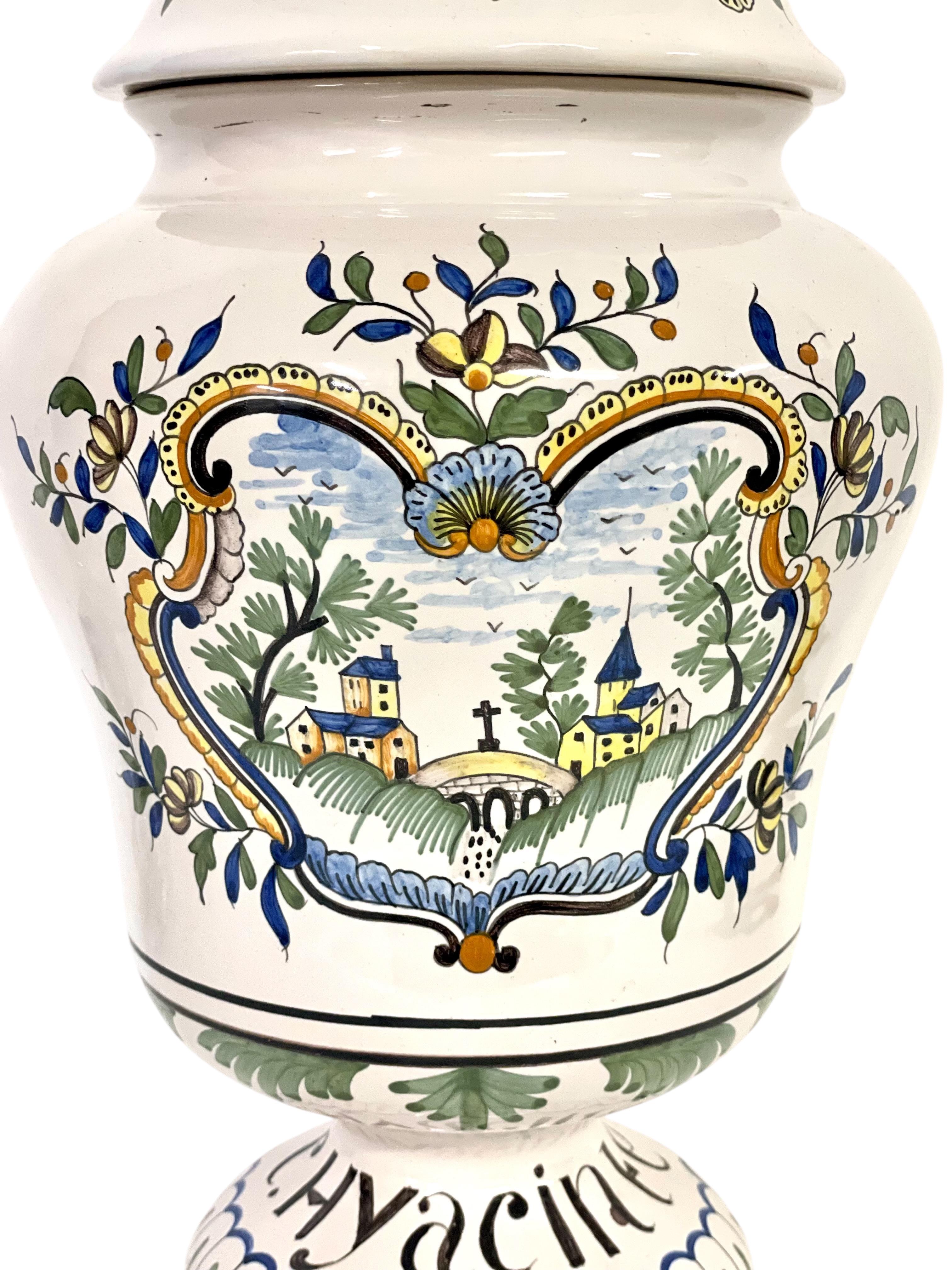 Raro vaso da farmacia in ceramica del XIX secolo con coperchio in vendita 10