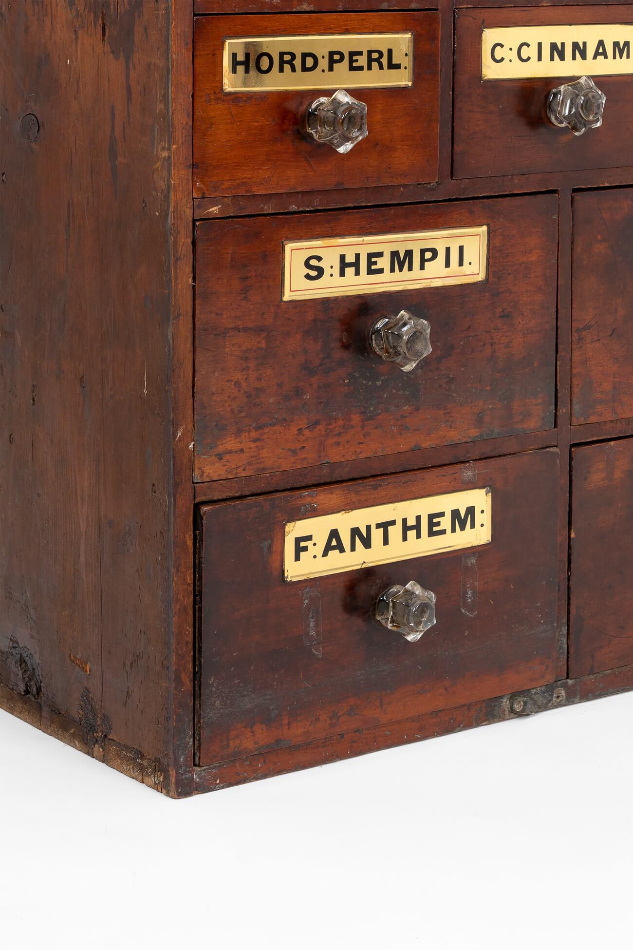 Apotheker-Schubladen des 19. Jahrhunderts  Mit Goldetiketten, um 1880 2
