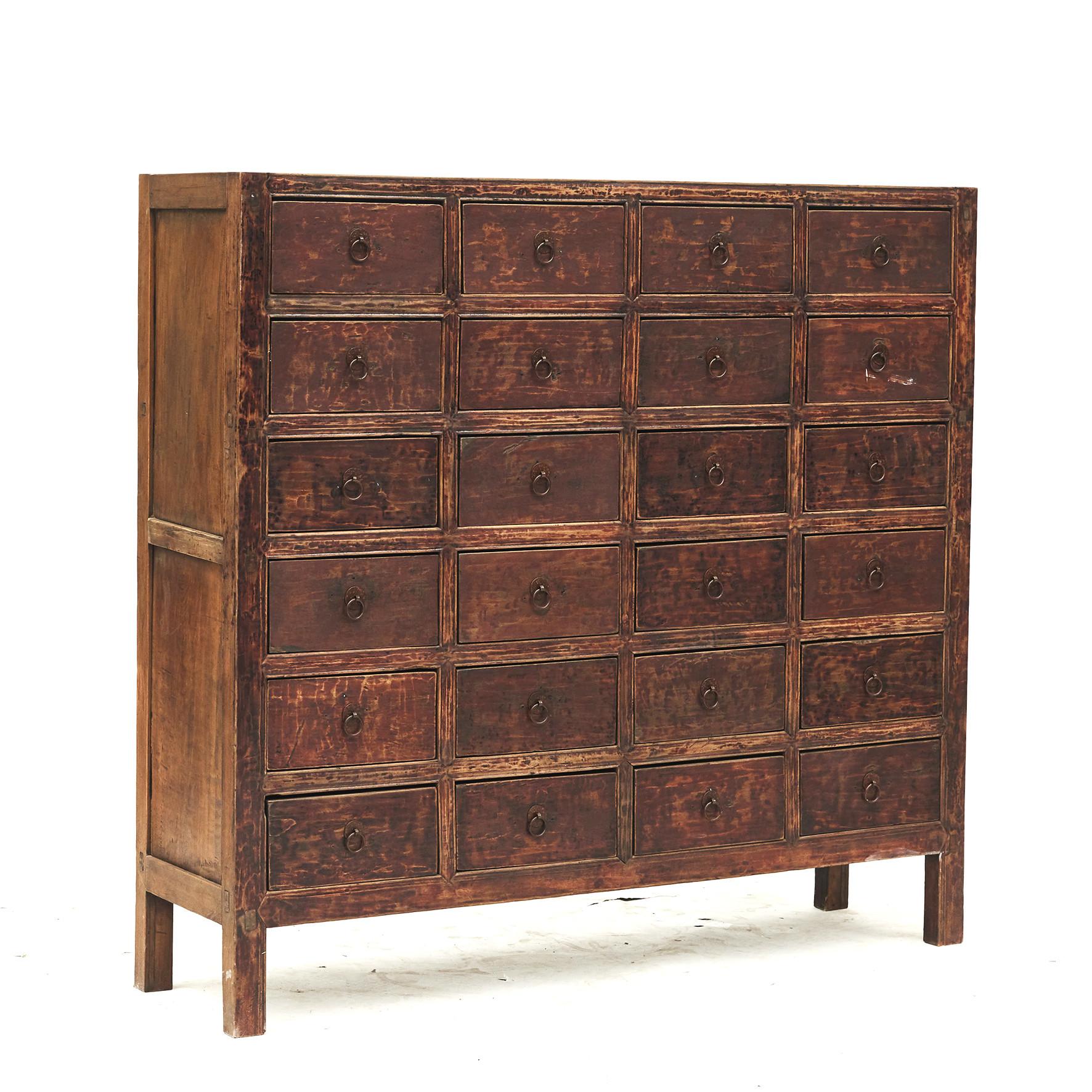 Qing 19th Century Apothecary Medicine Chest with 24 Drawers