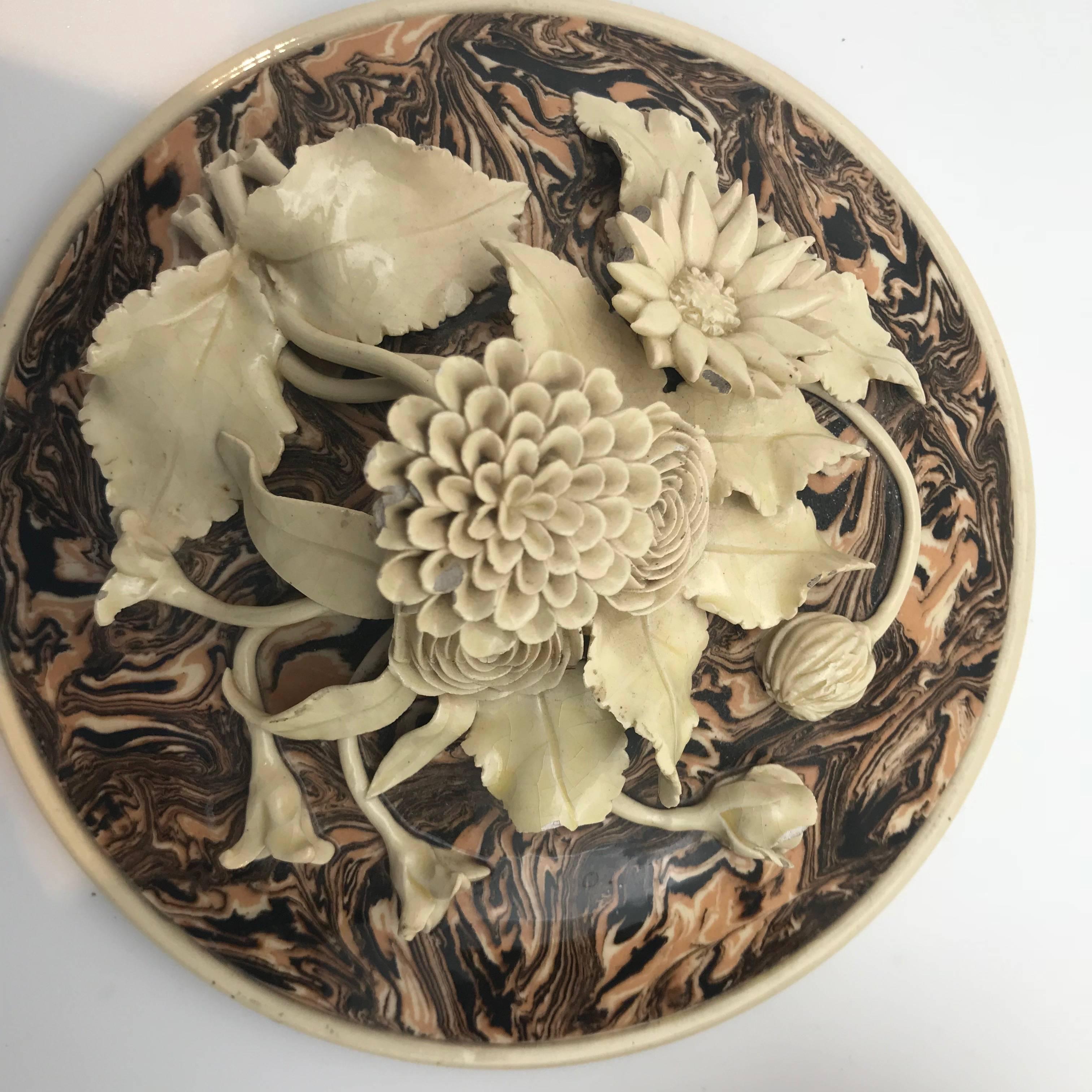 Arts and Crafts 19th Century Aptware Ceramic Covered Dish from France, signed F-Bernard